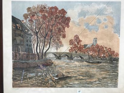 null Quai de Seine Lithograph in color Numbered 170/175 [LOT STOCKED AT ESI, 2 RUE...