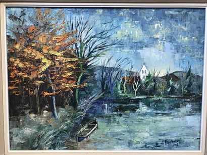 null Landscape Oil on canvas Signed lower right F. Rouberol and dated 1953 72x52cm...