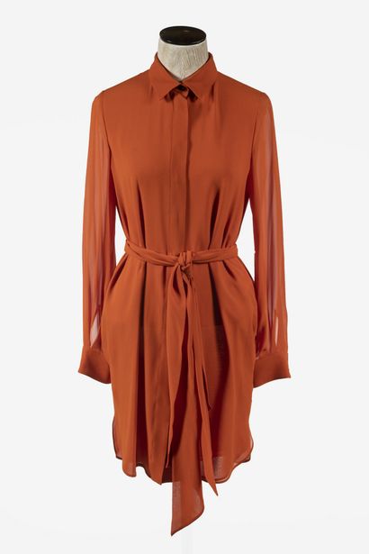 null EMILIO PUCCI : robe chemise en soie orange, manches longues, boutonnage simple,...