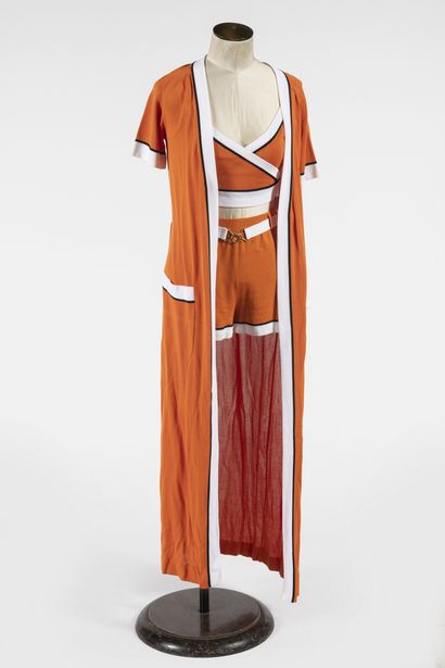 null ESCADA : ensemble sportswear en viscose coton orange comprenant une brassière...