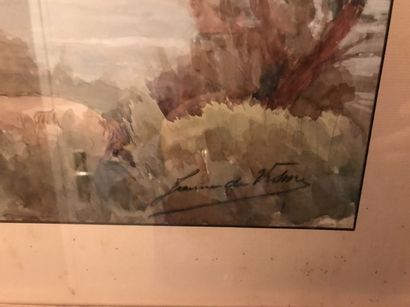 null Aquarelle « paysage lacustre » signé en bas à droite Jean de Vesme