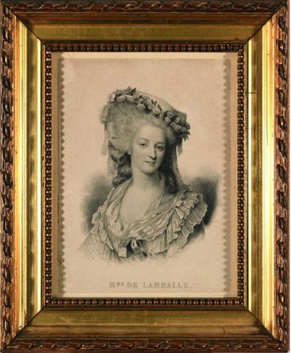 null 
Portrait de la princesse de Lamballe. Gravure en noir XIXème siècle. 14,5cm...