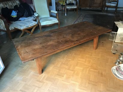 null Grande table basse rectangulaire en bois naturel (45x169x72.5cm ) et une archelle...