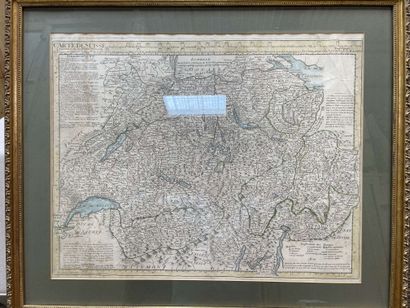 null Carte suisse ancienne. 51 x 63 cm à vue.