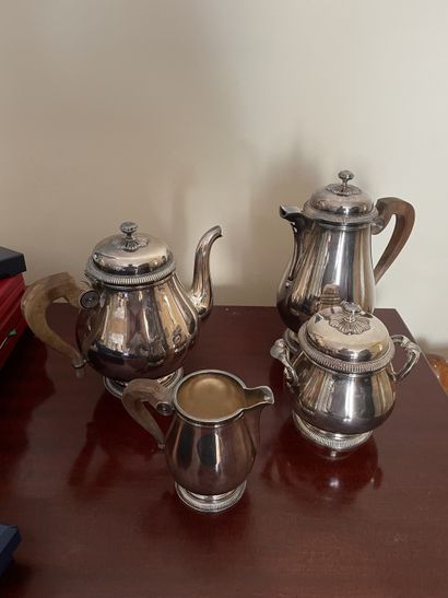 null Service à thé café en métal argenté comprenant : théière, cafetière, sucrier...