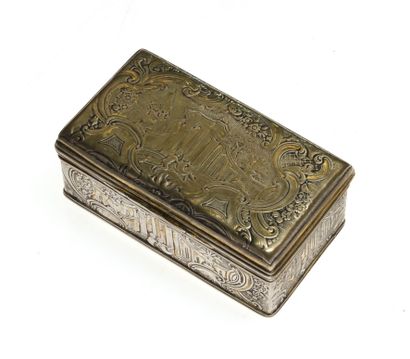 null 5 A pompom box decorated on all sides with cartouches featuring putti in palaces....