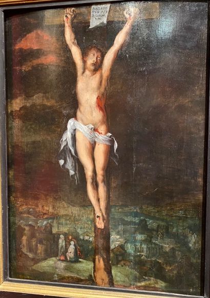 null 
Ecole flamande fin XVIIe siècle Le Christ en Croix Au sommet de la croix le...