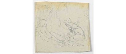 null Paul CHMAROFF (1874-1950) Scène de baignade Crayon sur papier 15,3 x 10,3 cm...