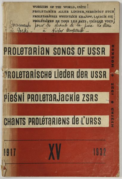 null AVANT-GARDES RUSSES; Chants révolutionnaires : 2 recueils, annoté Victor Margueritte....