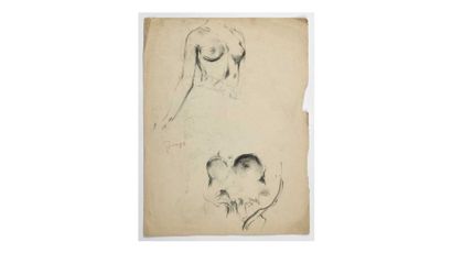 null Paul CHMAROFF (1874-1950) Etude des nus Fusain sur papier, signé au milieu à...
