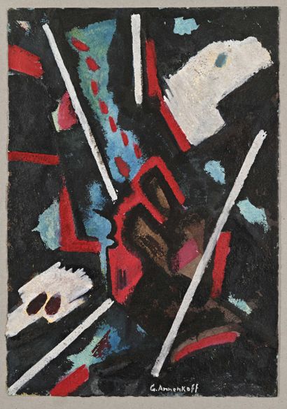 null Georges (Youri) ANNENKOV (1889-1974) Composition, c. 1960 Gouache, signée en...