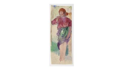 null Paul CHMAROFF (1874-1950) Baigneuse Crayon et aquarelle sur papier 18,5 x 6,8...