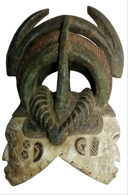null Casque Igbo, Nigéria Afrique. Rare et important masque cimier janus Igbo. Surmonté...