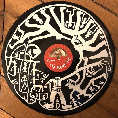 null TAILLANDIER Yvon Serigraphy on 78 rpm record "danse" signed on top and justified...