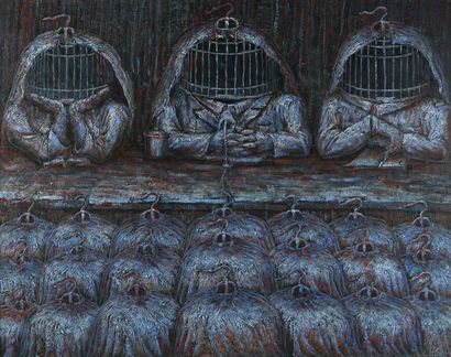 null WANG Huibin (Né en 1966) Big meeting of the caged bird series, 2006 Huile sur...