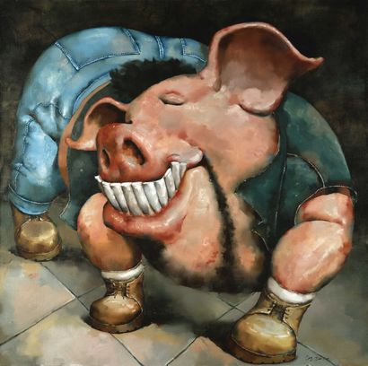 null 
CAI JUN 

Pig, 2010 

Oil on canvas. 

Signed lower right and dated, countersigned...