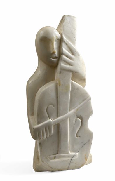 null 
Israel ACHIAM (1916-2005) The Double Bassist, 1972 

Sculpture in alabaster....