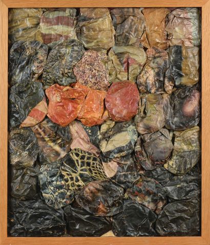 null Janine MONGILLAT (1929-2002) Composition Assemblage de feuilles de papier cadeau...