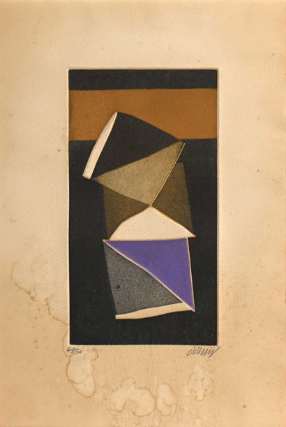 null Bertrand DORNY (1931-2015) Géométrie verticale Lithographie signée en bas à...