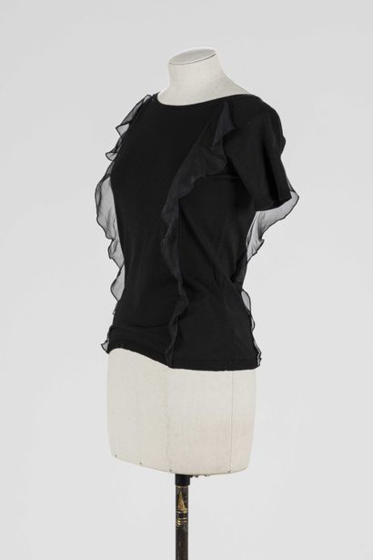 null EMILIO PUCCI: short-sleeved black wool sweater with ruffle application on the...