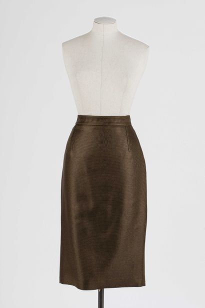 null GUCCI : straight skirt in wool and bronze silk, zip fastening in the back. 

T....
