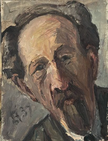 null Lauritz HOWE (1869-1945) Autoportrait Huile sur toile Monogrammé et daté 37...