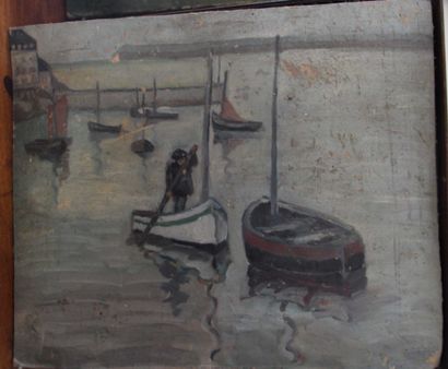 null Muguette SAUGET Pêcheur en Bretagne c.1930 Huile sur toile Par M. Tito