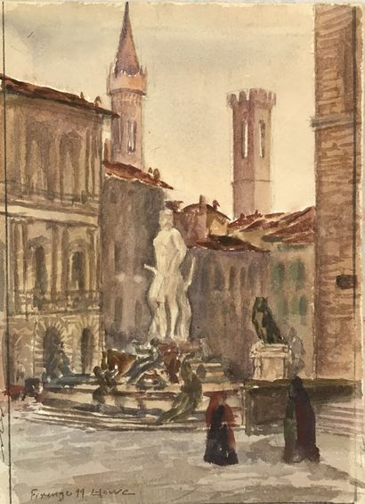 null Lauritz HOWE (1869-1945) Firenze Aquarelle Signé en bas à gauche situé et daté...