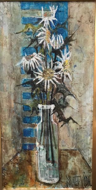 null Michèle BRUNET VIDAL (Né en 1938) Bouquet de fleurs Huile sur toile signée en...
