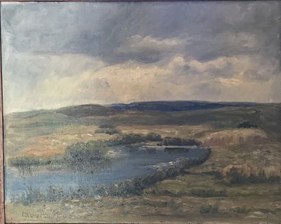 null Lauritz HOWE (1869-1945) Pond Oil on canvas Signed lower left and dated 08 Signed...