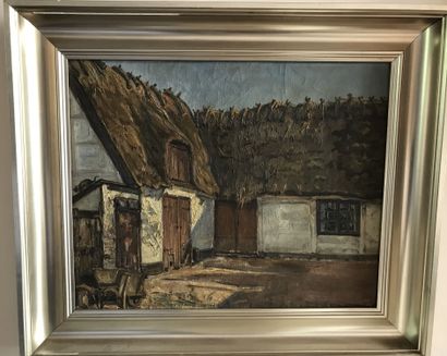 null Lauritz HOWE (1869-1945) Farmyard Oil on canvas Signed lower right 34x42.5c...