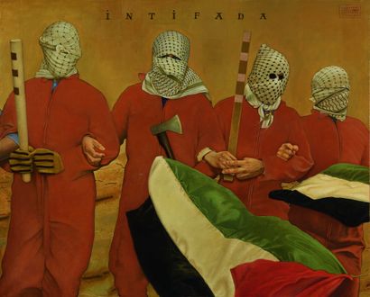 null Pierre-Yves COUSTERE (1938-2017) 61 - Intifada, 1990 [1998 au verso] Huile sur...