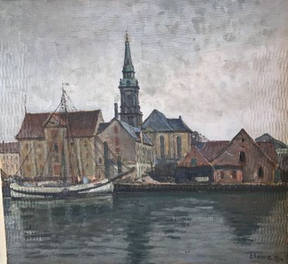 null Lauritz HOWE (1869-1945) Christian Kirke Oil on canvas, sbd and dated 1906 ...