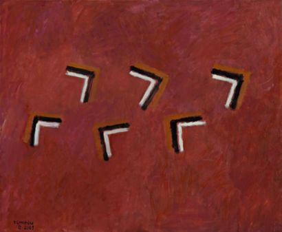 null Pierre-Yves COUSTERE (1938-2017) Six signes, 2005 Huile sur toile signée en...