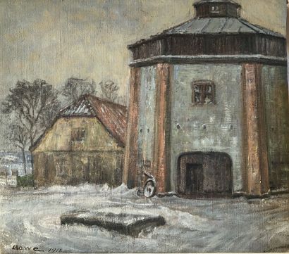 null Lauritz HOWE (1869-1945) Copenhagen under the snow Oil on canvas Signed lower...