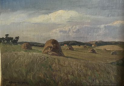 null Lauritz HOWE (1869-1945) The Millstones Oil on wood SBG, dated 1938 Located...