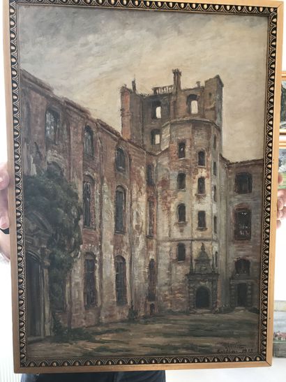 null Lauritz HOWE (1869-1945) Ruin of Koldinghus Oil on panel, Signed and located...