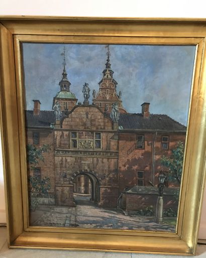 null Lauritz HOWE (1869-1945) Frederiksborg Castle Oil on canvas Signed lower left...