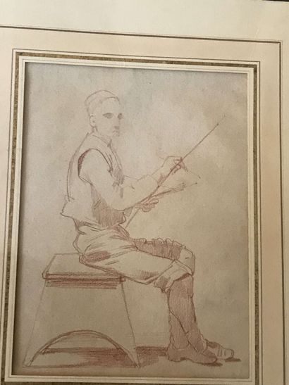 null Claudius POPELIN -DUCARRE (1825-1892) Autoportrait d artiste Sanguine sur papier...