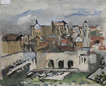 null David SETFORD (1925-2010) Dubrovnik c. 1986-1990 Huile sur toile 50 x 60,5 ...