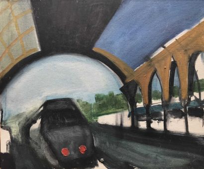 null David SETFORD (1925-2010) TGV dans le midi C. 2000 Huile sur toile 46 x 55