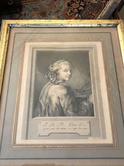 null Jean-Baptiste Marie PIERRE (1713/14-1789) Autoportrait Lithographie ou gravure...