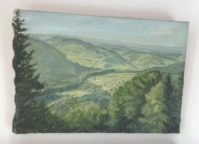 null Lauritz HOWE (1869-1945) Hilly landscape Oil on canvas Signed lower left and...