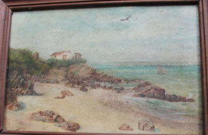 null Léon BOILET Bords de mer c. 1900 Huile sur toile