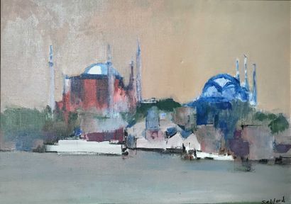null David SETFORD (1925-2010) Istanbul, Sainte-Sophie la mosquée, 1992 Huile sur...