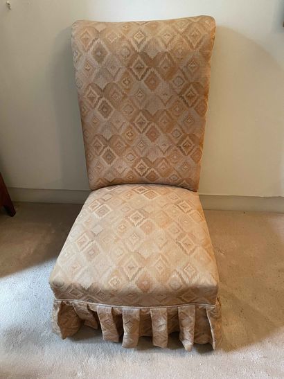 null Fireside chair, silk upholstery.
