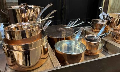 null Copper cookware including a pot, covered pots, pans, casseroles. Restored old...