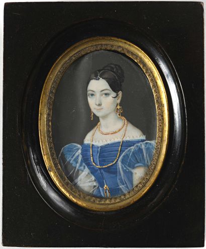 null French school around 1830 Portrait of a lady of quality Polychrome miniature...