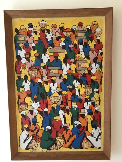 null I HYPPOLITE The market Oil on canvas signed, located and dated Haiti 78