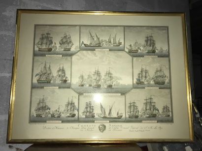 null 101 Two lithographs in colors "naval fights